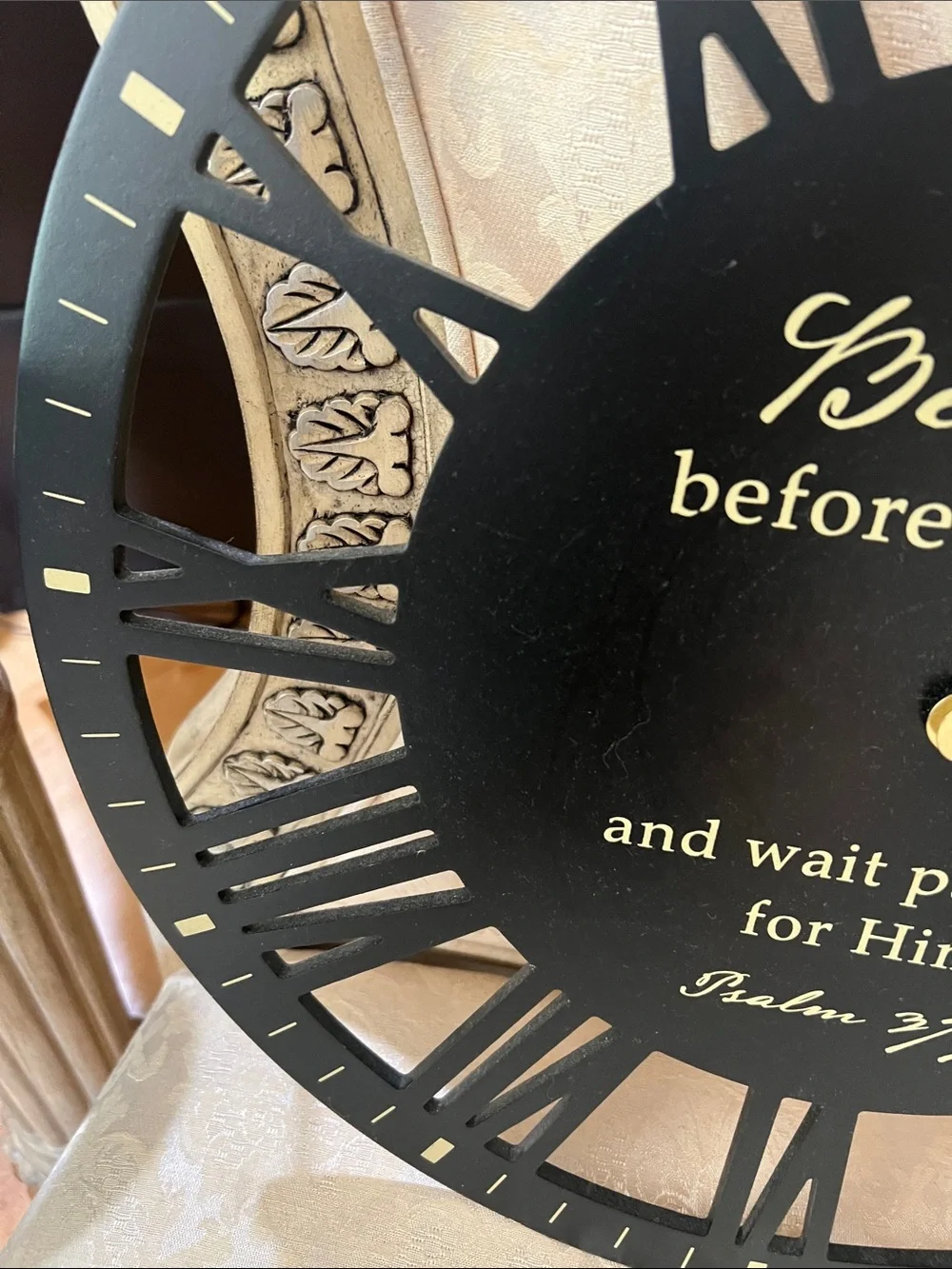 Be Still Wall Clock – Black and Gold Inspirational Wall Decor